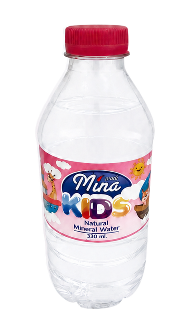 Mina Kids 330 ml bottled-water product, front view